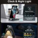 Wireless Charger for Samsung,7 in 1 Wireless Charging Station Foldable Fast Charger Stand with Night Light/Alarm Clock for Samsung Galaxy S26/S25/S24/S23/S22/S21/Galaxy Watch Ultra/8/7/6 Galaxy Buds