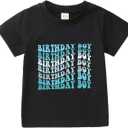 KEKEMI Birthday Boy Shirt Toddler Baby Boys Birthday Party T-Shirt Cute Letter Print 1st 2nd 3rd 4th 5th Birthday Gift Tees (Black-2, 4-5 Years)