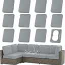 hyha Waterproof Outdoor Cushion Covers for Patio Furniture, Stretch Patio Chair Cushion Slipcovers, Coated UV Resistant Replacement Seat Covers, Solid Color (Grey, 12PC)