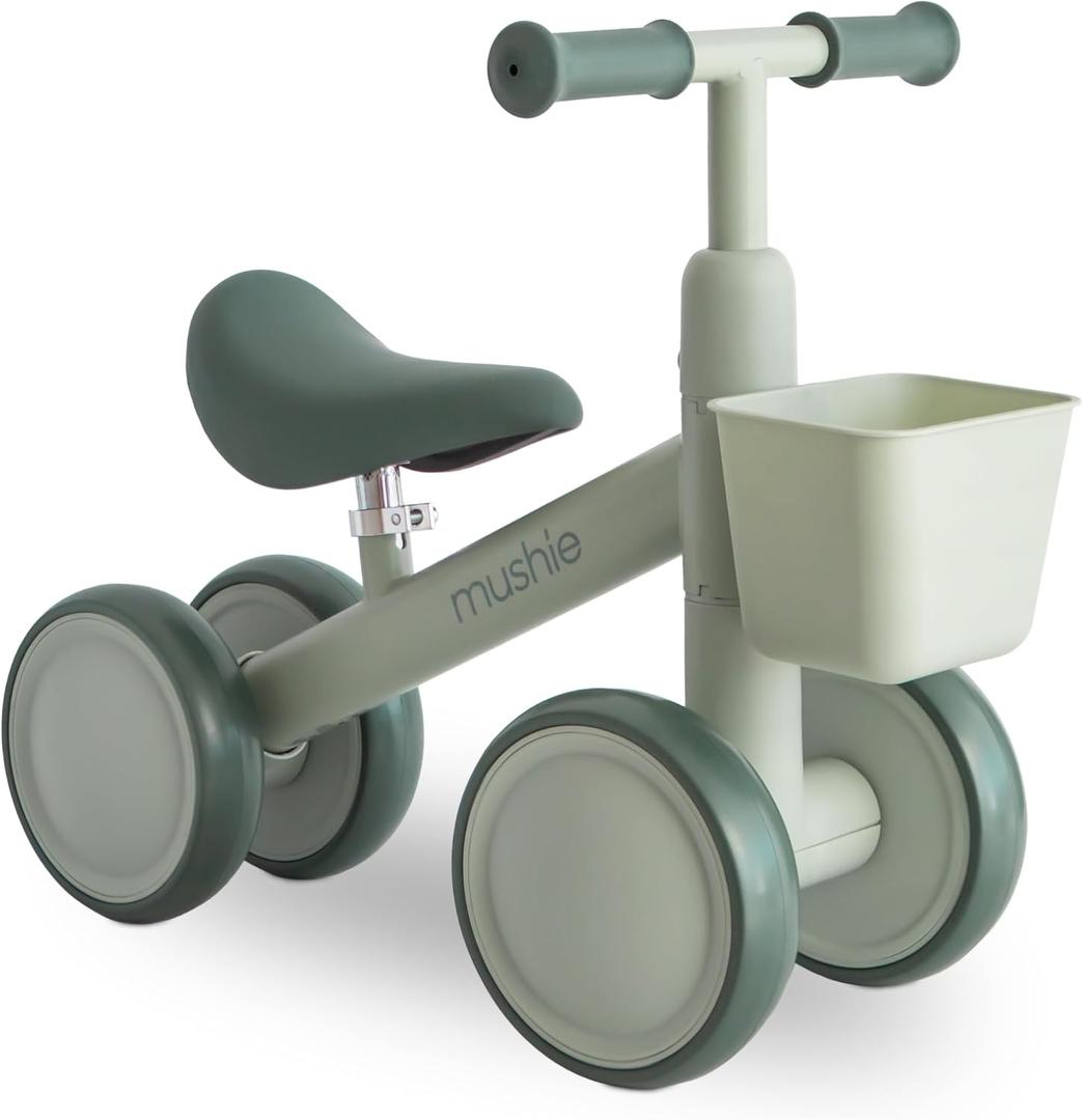 mushie Mini Toddler Bike (Sage) | 12-24 Months | 4 Wheels First Balance Bike