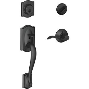 SCHLAGE Camelot Single Cylinder Handleset and Right Hand Accent Lever, Matte Black (F60 CAM 622 Acc RH)