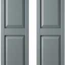 12 in. W x 71 in. H Builders Edge, Standard Two Equal Panels, Raised Panel Shutters, Includes Matching Installation Spikes (Per Pair), 419 - Storm Cloud