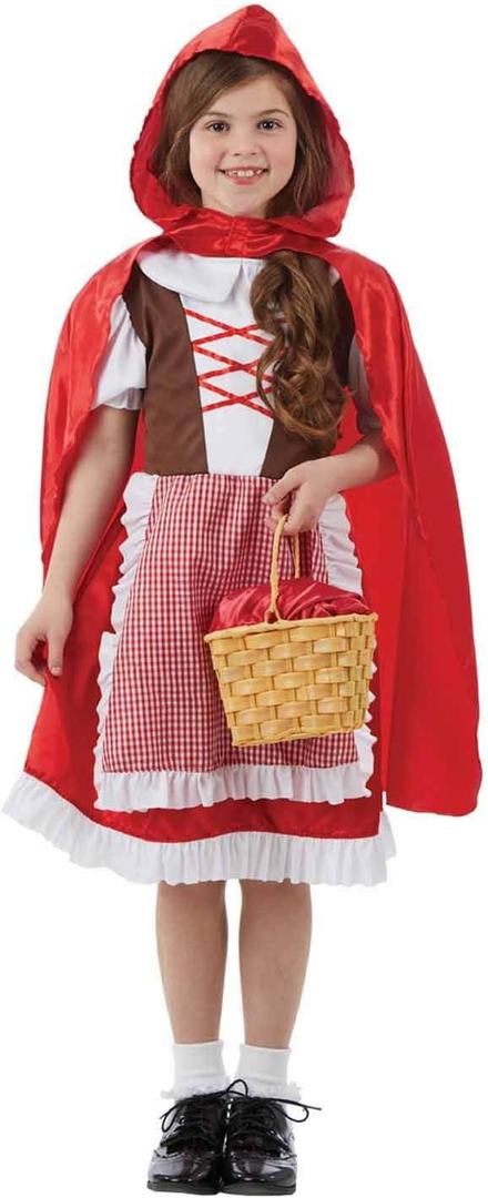 fun shack Red Riding Hood Costume for Girls - Classic Fairy Tale Outfit for Dress Up, Parties, and Halloween Events (Medium)