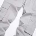 Mens Casual Cargo Joggers Pants Elastic Waist Slim Fit Stretch Chino Work Pants Twill Track Sweatpants Trousers (Gray)