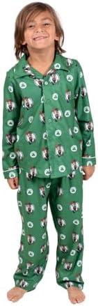 Ultra Game Youth NBA Official 2-Piece Super Soft Button Down Pajamas Set 4