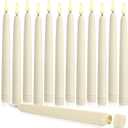 Baquler 12 Pcs Flameless Taper Candles LED Taper Candles Flickering Bulk Ivory LED Candlestick for Easter Wedding Church Halloween Christmas Party Decor Table Centerpiece, 8.5 in, No Batteries
