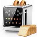 Toaster 2 Slice Wide Slot Stainless Steel Digital Toasters Best Rated Prime Touch Screen Toaster for 5 Bread Types/6 Shade Settings/Single Slot Toasting/Memory Function/Defrost/Reheat