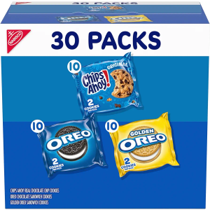 Nabisco Sweet Treats Cookie Variety Pack OREO, OREO Golden & CHIPS AHOY!, 30 Snack Packs (2 Cookies Per Pack) BB Date 08 Aug 2026