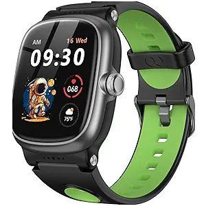 Smart Watch for Boys Girls with Sleep | Health | Activity Tracker, Games, Alarm, IP68 Waterproof Kids Fitness Watch with Pedometer, Family Account, Toys Gifts for Kids Aged 4-16 (Green/Jet Black)