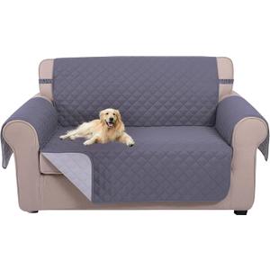 U-NICE HOME Loveseat Sofa Cover Reversible Couch Covers for 2 Cushion Couch for Dogs Furniture Protector Cover with Elastic Straps Water Resistant(Loveseat Small, Dark Grey/Light Grey)