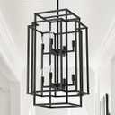 HHR 8-Light Black Lantern Tiered Pendant Light Fixtures, 32" H Foyer Lighting Fixtures, Farmhouse Chandelier for Dining Room Kitchen Island Foyer Entryway Living Room