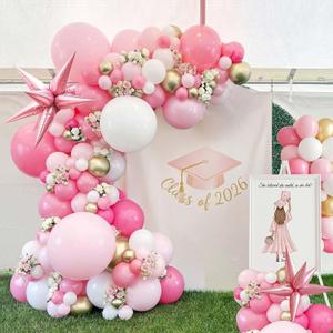 Pink Gold Balloon garland kit 135Pcs Pastel Pink and Gold white balloons for Girl baby shower women Sweet 16/21th Birthday Mother's Day Party Princess theme Decorations