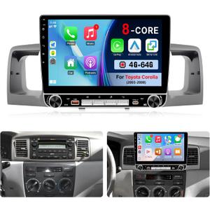 4+64G Upgrade Car Radio for Toyota Corolla 2003 2004 2005 2006 2007 2008 with Carplay Android Auto 10.1" Touch Screen for Corolla Stereo with GPS Navi WiFi GPS BT FM SWC + MIC + Backup Camera