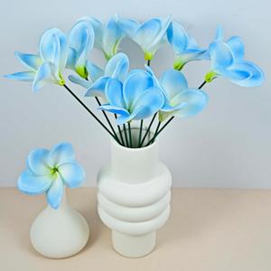Birthday Gifts for Women 10pcs Gradient Light Blue Flowers PU Real Touch Flowers Hawaiian Plumeria Frangipani Artificial Flowers for DIY Birthday Gifts Wedding Gifts Home Decor Table Centerpiece (820)