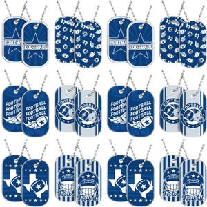 24 Pcs Cowboys Tag Necklace for Men Football Dallas Tag Necklaces 23.62 Inch Dog Tag Necklaces Gifts for Men Team Unisex Cowboys Necklace Blue Football Decor Accessories