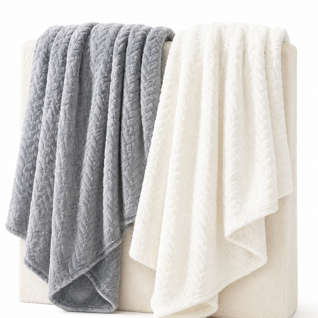 SnowStorm Luxe® Blankets 100% Polyester White and Grey, 30x22"