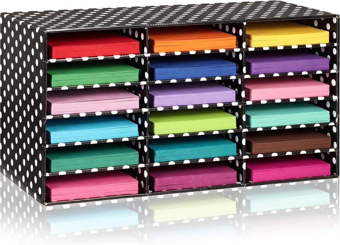 Fuutreo 1 Pc Classroom Construction Paper Storage,White Polka Dots
