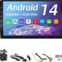 10 Inches Double Din Car Stereo, Apple CarPlay Screen, 2G+32G, Bluetooth Android Auto Screen with Backup Camera, Touch Screen, WiFi, Mirror Link, HiFi, GPS, FM