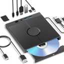 7-in-1 External Blu-ray Drive, External Bluray Burner Support 100G Disc, External Blueray/DVD Drive for PC with USB 3.0/Type-C/SD/TF Card Ports, USB Blu Ray Drive External for Windows Mac OS Linux