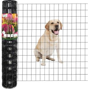 FOREHOGAR Black PVC Coated Welded Wire Fence 36 Inch x 25 Foot, 2 Inch x 3 Inch 16GA, Garden Border Fencing Roll Vinyl Coating Metal Wire Mesh for Yard Vegetable Plant Protection Poultry Netting