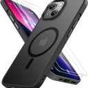 Miracase Magnetic for iPhone 13 Case 6.1 inch (Compatible with MagSafe)with 2X Screen Protectors Military-Grade Protection, Anti-Fingerprint Translucent Matte Phone Case Cover, Black