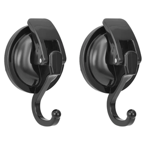 Heavy Duty Vacuum Wreath Cup Hook, Easy to Install and Remove, No Hole Punched,Black- Plated Plished Super Suction for Kitchen，Bathroom and Restroom, 2 Pack