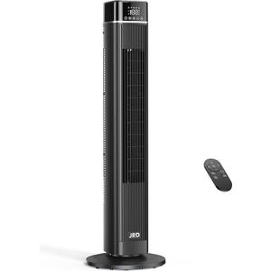 JRD Tower Fan, 90 Oscillating Fans with Remote, 40'' Quiet Cooling Fan with 3 Speeds,4 Modes,12H Timer, LED Display, 27ft/s Velocity, Bladeless Standing Fan Floor Fan for Bedroom Home Office Indoor (Black)