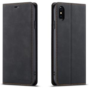 QLTYPRI for iPhone X iPhone Xs Case, Premium PU Leather Cover TPU Bumper with Card Holder Kickstand Hidden Magnetic Adsorption Shockproof Flip Wallet Case for iPhone X iPhone Xs (5.8 inch) - Black