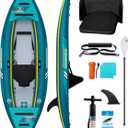 OCEANBROAD Inflatable Sit-in Kayak, with Paddle, Kayak Seat, Pedal, Hand Pump and Bag, 1-Person/2-Person, Blue/Sky Blue