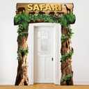 Jungle animals Party Decorations VBS Safari Birthday Porch Banner Backdrop Safari Party Supplies Door Decoration Rainfores Banner Photo Booth Backdrop Hanging for Zoo Animals Birthday Photo Booth Prop