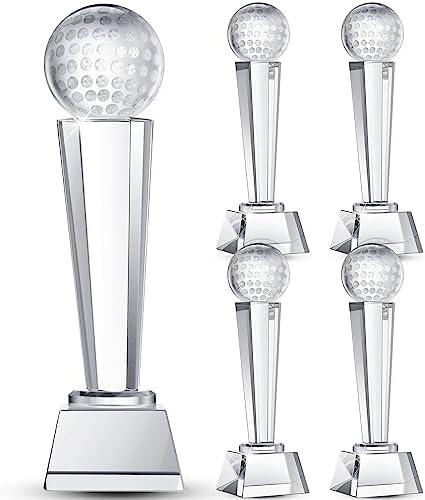 Meooeck 3 Pcs Crystal Glass Trophy with Gift Box 9.1 x 2.8 Inch Champion Award Austerity Paperweight for Desktop Large Table Decor for Tournaments Sports Competitions Parties Adults