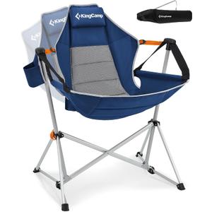 KingCamp Hammock Camping Chair, Swinging Portable Camp Chairs for Adults, 400lbs Heavy Duty Oversized Folding Rocking Chair with Adjustable Recline, Aluminum Alloy Frame for Outdoor Patio Beach Sport