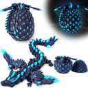 3D Printed Easter Dragon Eggs with Wings Rainbow Glow in The Dark Cool,Articulated Crystal Animals Fidget Toy,Stuff Fun Easter Basket Stuffers Toy Gifts for Kids
