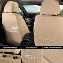 Coverado Car Seat Covers Full Set, Breathable Nappa Leather Seat Covers for Cars, Universal Seat Covers, Front and Back Waterproof Car Seat Protector, Automotive Seat Cushion Fit Most Cars(Beige)
