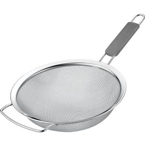 9" Large Extra Fine Mesh Strainer with Thermo Plastic Rubber Handle - Sieve Fine Mesh Stainless Steel - Ideal to Strain Pasta, Quinoa and Rice