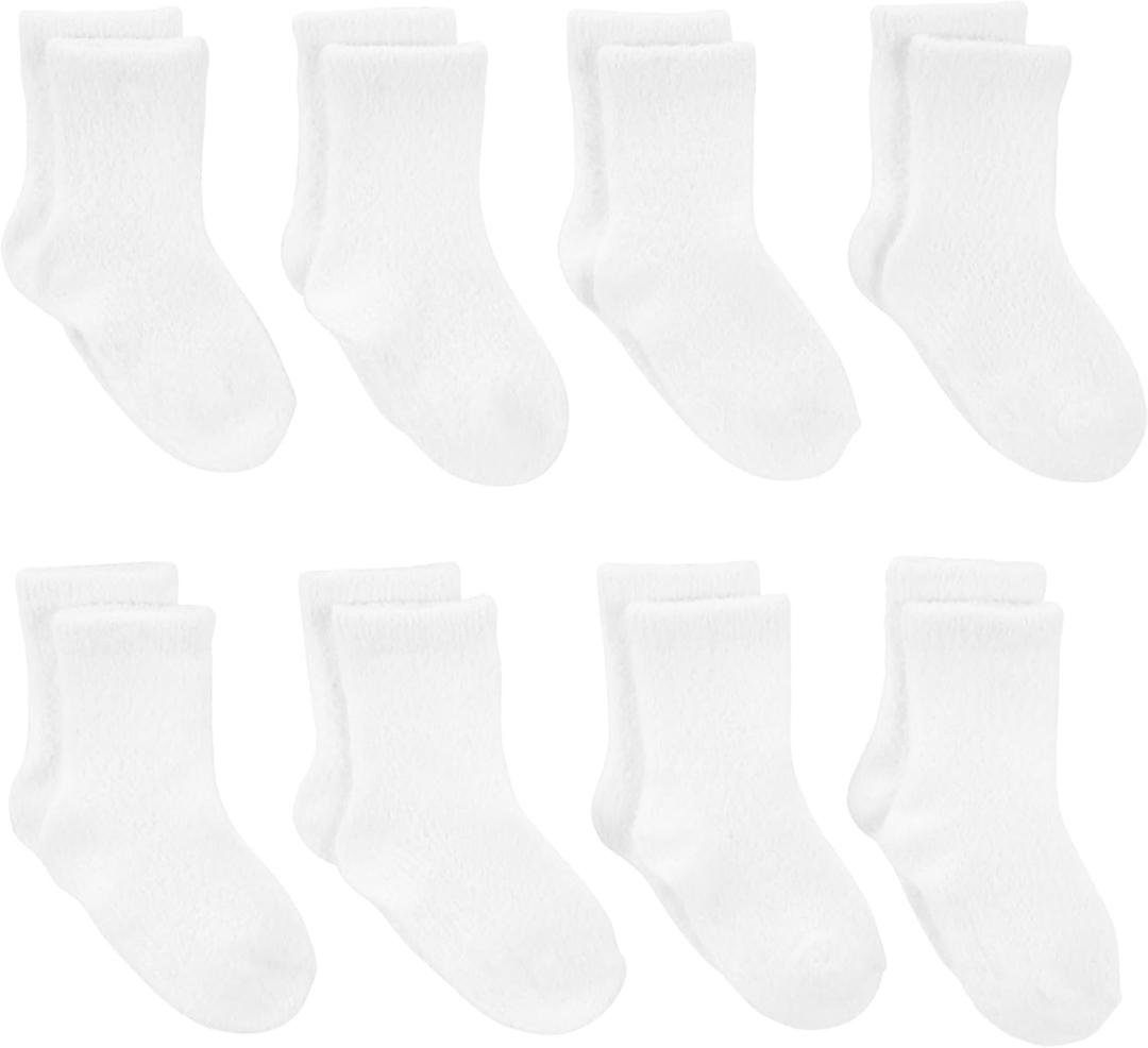 Simple Joys by Carter's Baby Girls' 8-Pack Chenille Socks (0-6 Months, White)