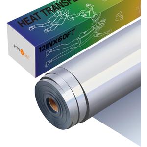 HTVRONT Heat Transfer Vinyl Silver Iron on Vinyl-12 x 60FT Silver HTV Vinyl Roll Easy to Cut & Weed for Heat Vinyl Design