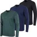 Real Essentials 3 Pack: Men's Cotton Short & Long Sleeve Henley T-Shirt Performance Activewear, L 