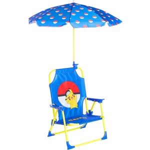 Pokemon Kids Outdoor Folding Beach Chair with Umbrella, Ages 3+