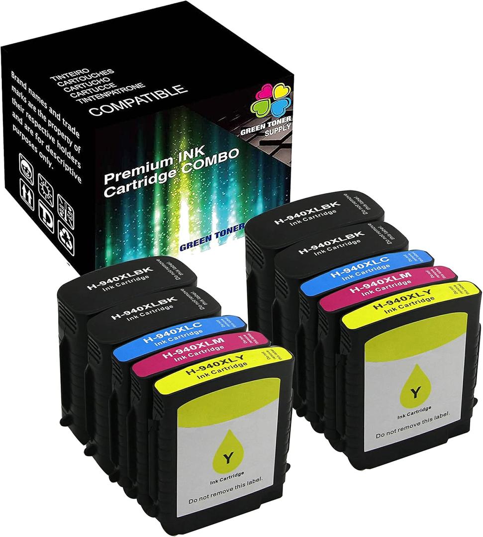 940XL Ink Cartridge Replacement for HP 940 XL 940XL 10-Pack Ink Tank for HP Officejet Pro 8000 8500 8500A Series Plus Printer 5 pieces