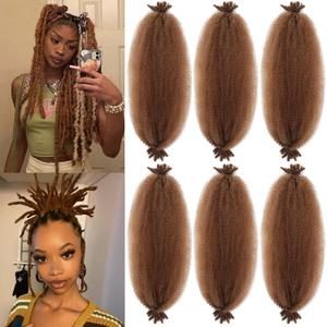 Spring Afro Twist Hair, 16 Inch Springy Marley Twist Braiding Hair Pre-Separated 6 Packs Spring Twist Afro Kinkys Bulk Hair for Soft Locs Crochet Hair Extensions for Black Women (30#, 16inch)