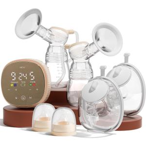 NCVI 2-in-1 Electric Breast Pump with Wearable Cups, Spa-Like Comfort with VibeRelief Massage Micro-Vibration, Hospital-Grade Suction, Pain Relief & Fully Customizable Portable Breastfeeding Pump (Bottle + Wearable Collectors)