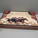 Large 23 inches Horse Racing Board Game with 11 Luxury Metal Horses, Foldable Wood Horse Race Board Game with 2 Sets of Dice, 2 Boxes of Cards for Parties and Gambling (Medium, Black)