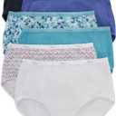 Hanes Women's High-Waisted Brief Panties, 6-Pack, Moisture-Wicking Cotton Brief Underwear (Colors May Vary) (8, Solid/Print Mix)