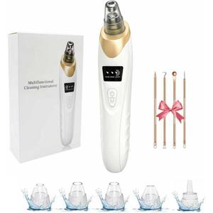 2026 Pore Vacuum with Camerafor, USB Rechargeable Blackhead Remover Vacuum,3 Levels Adjustable Pore Vacuum Blackhead Remover, 2Suction Heads,Face Vacuum Pore Cleanser for Women & Men-White