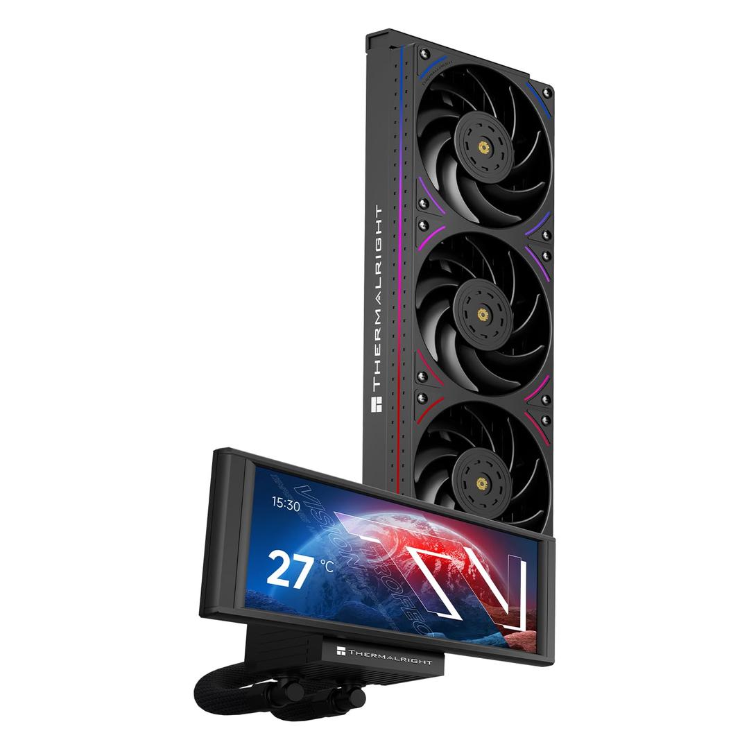 Thermalright Trofeo Vision 360 ARGB Black CPU AIO Cooler,6.86-inch LCD Long Screen High-Performance 360mm Water-Cooled Radiator,IPS LCD Screen with 1280x480 Resolution,for AM4/AM5,Intel LGA1851/1700