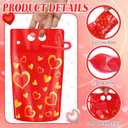 60 Sets Valentine's Day Drink Pouches with Straws 16 oz Heart Drink Pouches for Adults Alcohol Reusable Smoothie Juice Bags Reclosable Alcohol Bags for Valentines Wedding Birthday(Red)