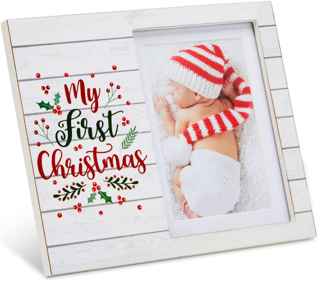 Juvale My First Christmas Picture Frame for 4x6 and 5x7 Inch Photos Photo Frame (9.8 x 7.8 In)