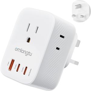 UK Adapters for Travel, US to UK Type G Plug Adapter with 20W USB-C & 3 AC Outlets, Ireland Power Adapter Converter for USA to England London Scotland British Dubai Hong Kong Singapore Qatar Kenya