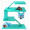 9 Pcs Ferret Cage Liner Set with Hammock and Tunnels Washable Guinea Pig Rat Ferret Pads Bedding Cage Accessories Kit for Small Animals Hamster Rats Chinchillas Hedgehogs Guinea, Blue